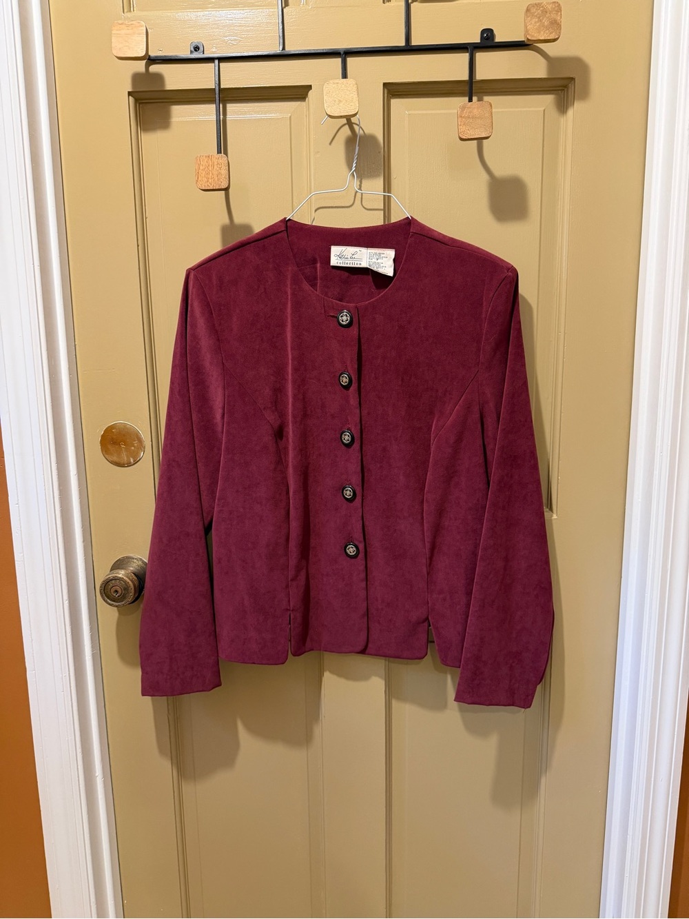 Vintage 90s Burgundy Faux-Suede Button-Front Jacket